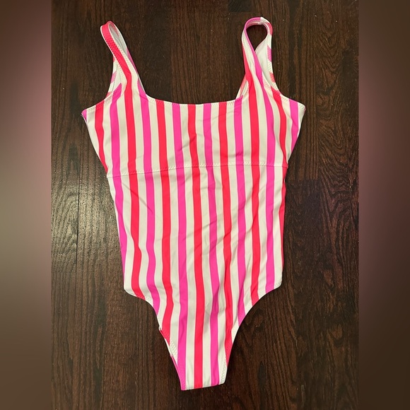 Sunset Scoop One-Piece Swimsuit Neon Candy Stripe Size Large NWT! - Picture 4 of 10
